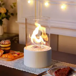 Desktop Alcohol Fireplace Lamp, Portable Mini Fire Pit for Home Decoration, Heatable Outdoor Fireplace, Warm Flame Light