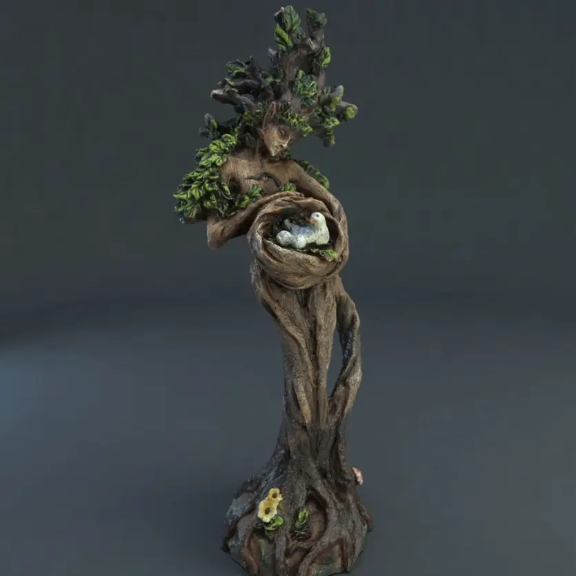 Creative Tree Spirit Mother Nature Statue with Bird's Nest, Pregnant Tree Nymph Figurine, -Home , Life & Nurturing Art Sculpture Gift garden decor supply funny decoration outdoor lawn