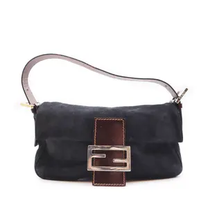Pre-owned FENDI Leather Shoulder Bags Suede Mamma Baguette Shoulder Bag (F2060)