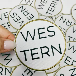 3" Round WES TERN - Embroidered Hat Patch