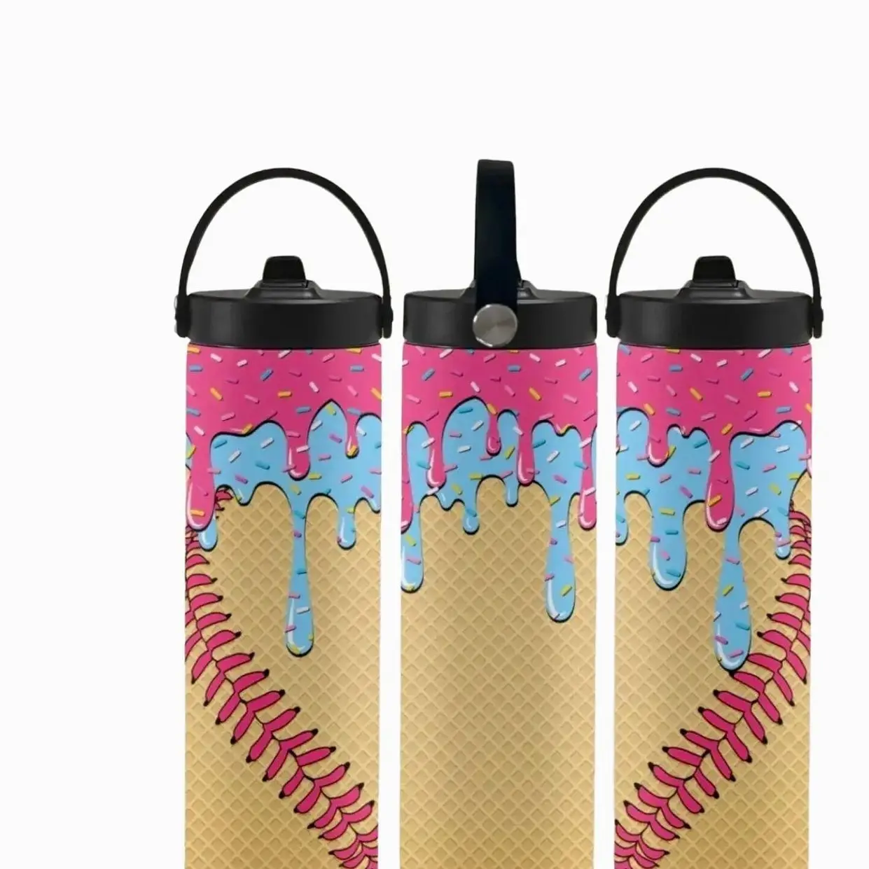 Baseball Drip Stainless Steel Water Tumbler 20oz 30oz 40oz| Cotton Candy | Game Day Cup | Custom Name Cup | Baseball Mom Drinkware