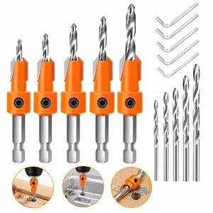 Countersink Drill Bit Set Hex Shank Woodworking: 5Pcs Tapered Pilot Hole Bits with Quick Change – Ideal for Carpentry, DIY & Home Repair Projects