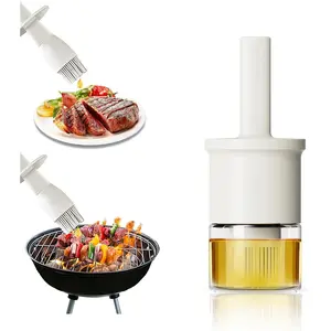 Basting Pot Set with Brush - Glass Grill Basting with Silicone Brushes for Cooking Meat Brush for Basting, BBQ Sauce Pot, Meat Baster Set 10 oz