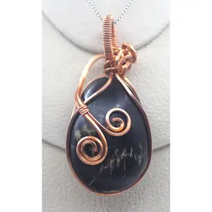 Raw Copper Polished Amber Pendant Necklace