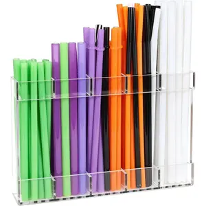 9.6" Large Clear  Straw Holder, Cabinet Door Straw Organizer with  Adhesive Mount,  Tumbler Straw Storage