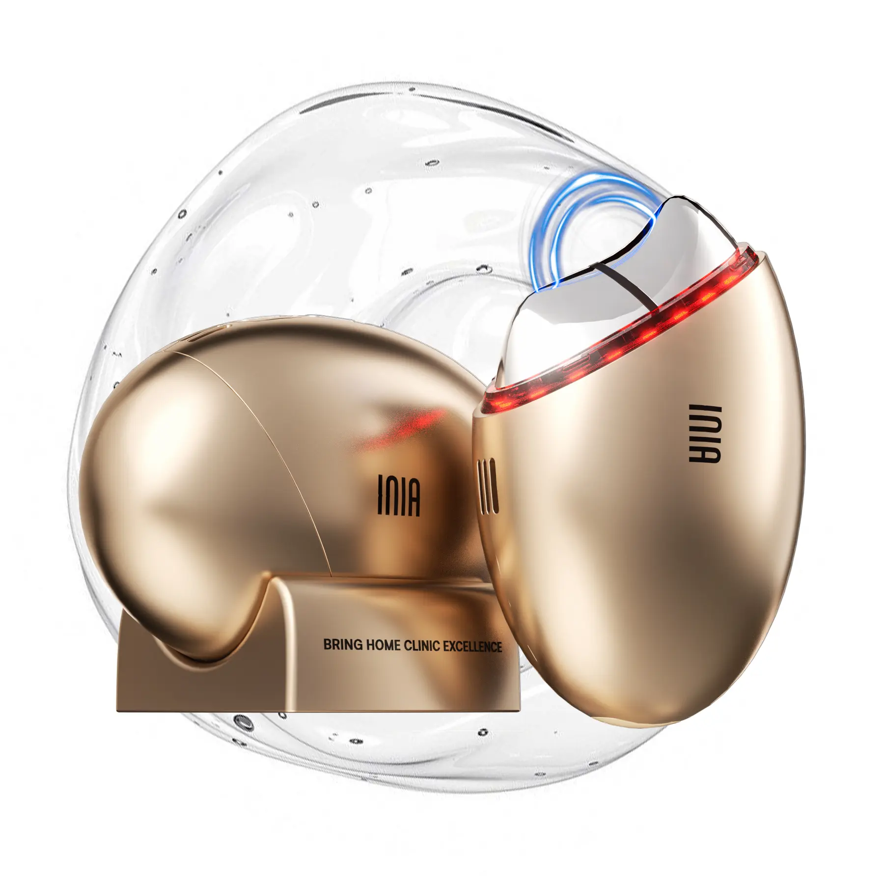 INIA GLACE Microcurrent Lymphatic Drainage Beauty Device | EMS Microcurrent-Activated Deep Drainage with Red & Blue Light, Thermal & Cryo Therapy for Instant De-Puff, Snatched Lift, Face & Neck Sculpting, Summer Beauty Gift Ideas