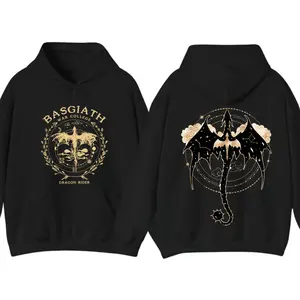 Fourth Wing Double Sided Hoodie Sweatshirt T-Shirt, Basgiath War College 2 Sided Shirt War College Gift Daily Outfit Unisex Novel Sweater Pullover Tee