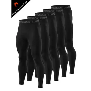 Breathable Quick-Dry 5pcs Men's High-Performance Compression Leggings - Stretchy Polyester/Elastane Blend, Soft & Durable for Running, Gym, Sports & Training - Red, Workout Leggings