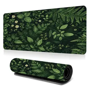 Large-sized botanical gaming mouse pad, green foliage desktop protection pad, anti-slip rubber lock edge high-definition printing, suitable for computers, laptops, offices, homes, schools, as a gift for family and friends, Gaming Desk Accessory