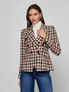 Marie Houndstooth Tweed Blazer Black/Brown/Cream