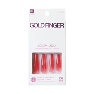 Gold Finger Jelly Color Nails - Orange Burst