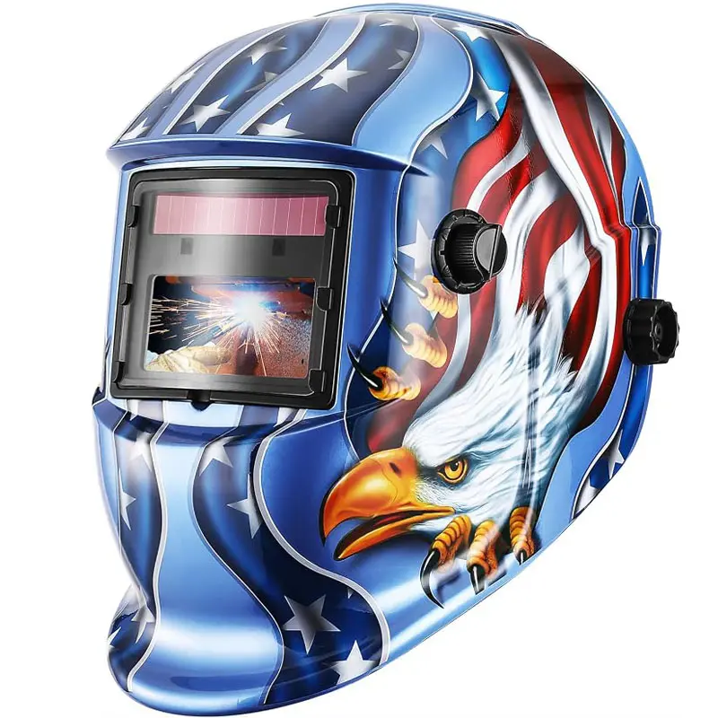Auto Darkening Solar Welding Helmet True Color Solar Powered Auto Darkening Welding Welder Mask Hood Helmets(blue eagle)