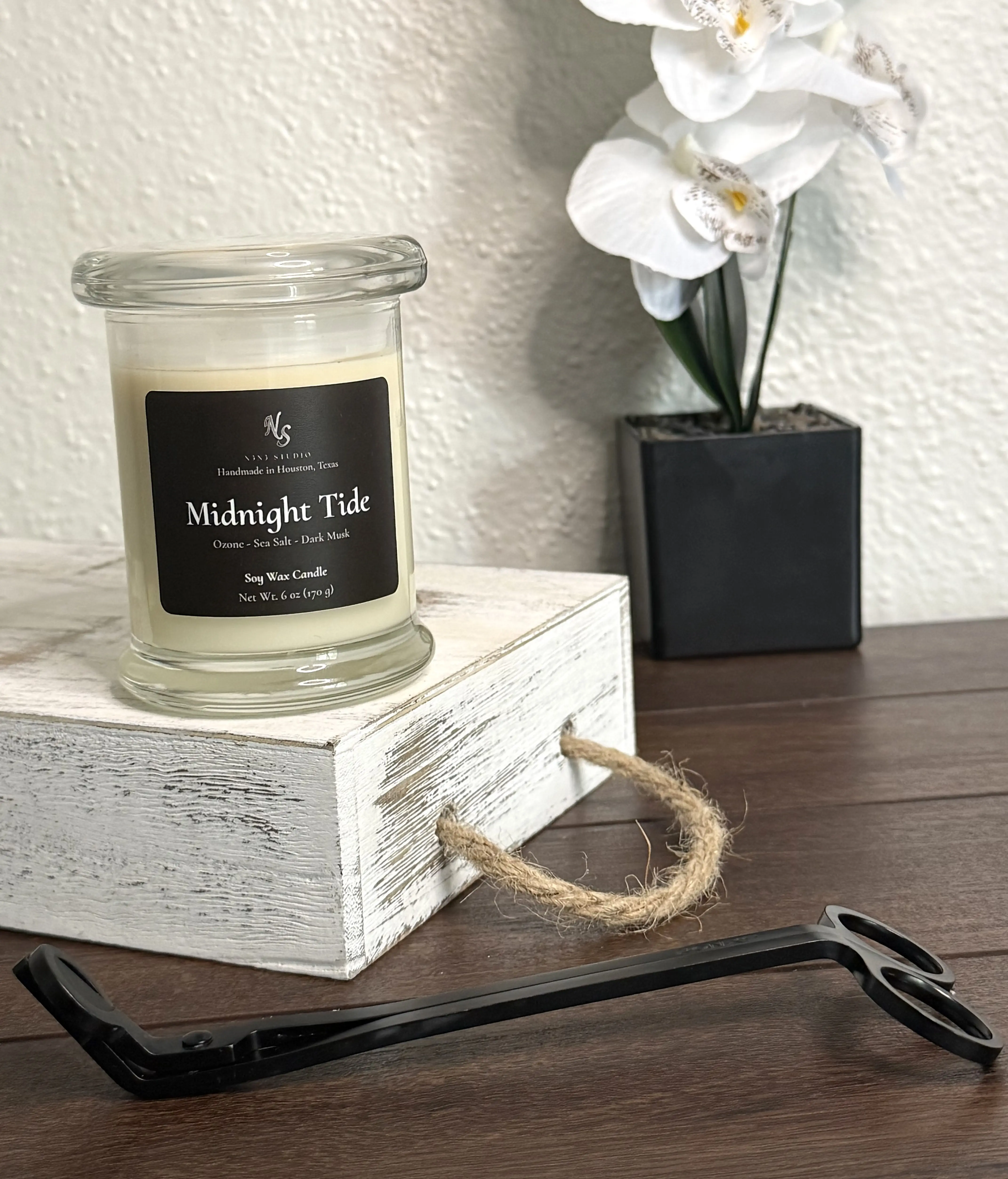 Midnight Tide Scented Candle - Long-Lasting Home Supply with Coastal Nights Vibe, Masculine Edge for Relaxation, Room Decor Accent