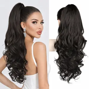 BEFUNNY 24 inch ponytail extension, Claw Clip in Long Wavy Ponytail Hair Extensions pony tails  hairpieces for women Synthetic Braided Wig Glueless Clip In