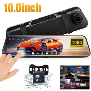 Front & Rear Dual Dash cam, 1080p, 10 Inch Full Touch HD Car Dual Lens DVR Rearview Video Dashcam Camera, Video Recorder