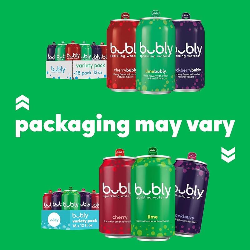 Bubly Sparkling Water, Lime Yours 3 Flavor Variety Pack (Lime, Cherry, Blackberr