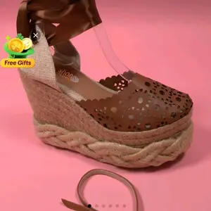 Elevate Your Style with the Brown Espadrille Wedge Sandals - Free Gifts Included