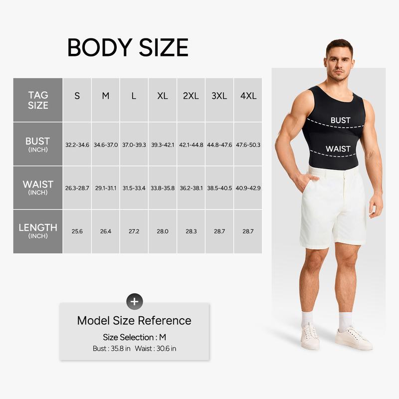 Nebility Men’s Silky Soft Compression Shapewear Tank, Slimming Body Shaper Vest with Waist & Chest Support, Stretchy, Odor-Resistant, Breathable Muscle Tank for Daily Comfort, Menswear, Tanktop