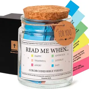 Color Coded Bible Verses Jar - Read Me When Scripture Cards for All Emotions, Christian Religious Gift for Women, Men, Faith & Daily Devotion