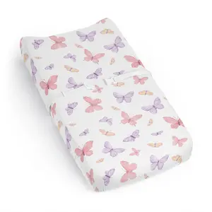 Sweet Jojo Designs Pink and Purple Shabby Chic Butterfly Girl Baby Changing Pad Cover Sheet Infant Newborn Diaper Table Change Mat Cover Blush Yellow Lavender Colorful Pastel Lilac Watercolor Pattern
