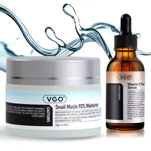 VGO Vitamin C Facial Serum 30ml & Snail Mucin 92% Moisturizer 50g - Gentle Radiant Formula for All Skin Types