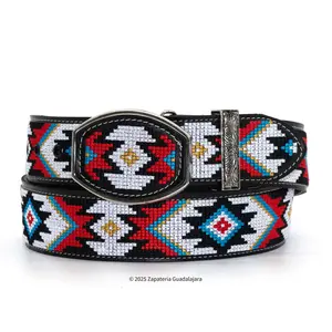 MEN'S WESTERN 2" PIXEL EMBROIDERED LEATHER BELT -M304