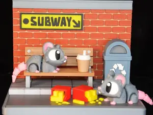 3D Print - 2 Rats with Subway Bench