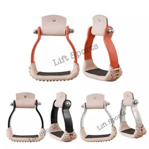 Leather Western Stirrups for Horse Riding with Stainless Steel