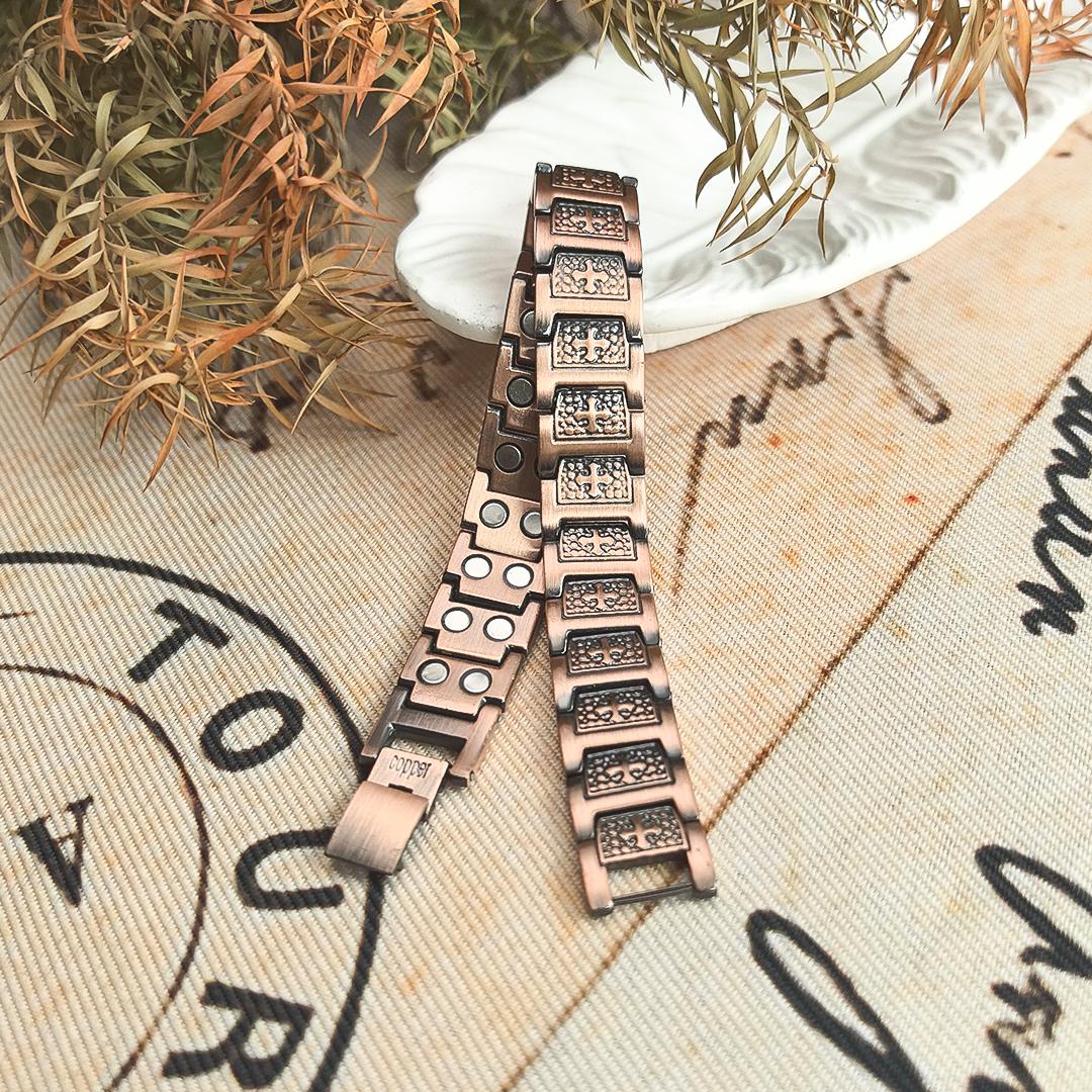 Jecanori Pure Copper Bracelet for Men, Magnetic Cross Bracelets for Men with 3500 Gauss Magnets, Mens Pure Copper Bracelet,summerwins