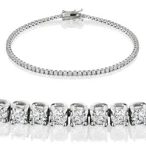 2ct TW Lab Grown Round Brilliant Cut Diamond Tennis Bracelet 14K White Gold 7"