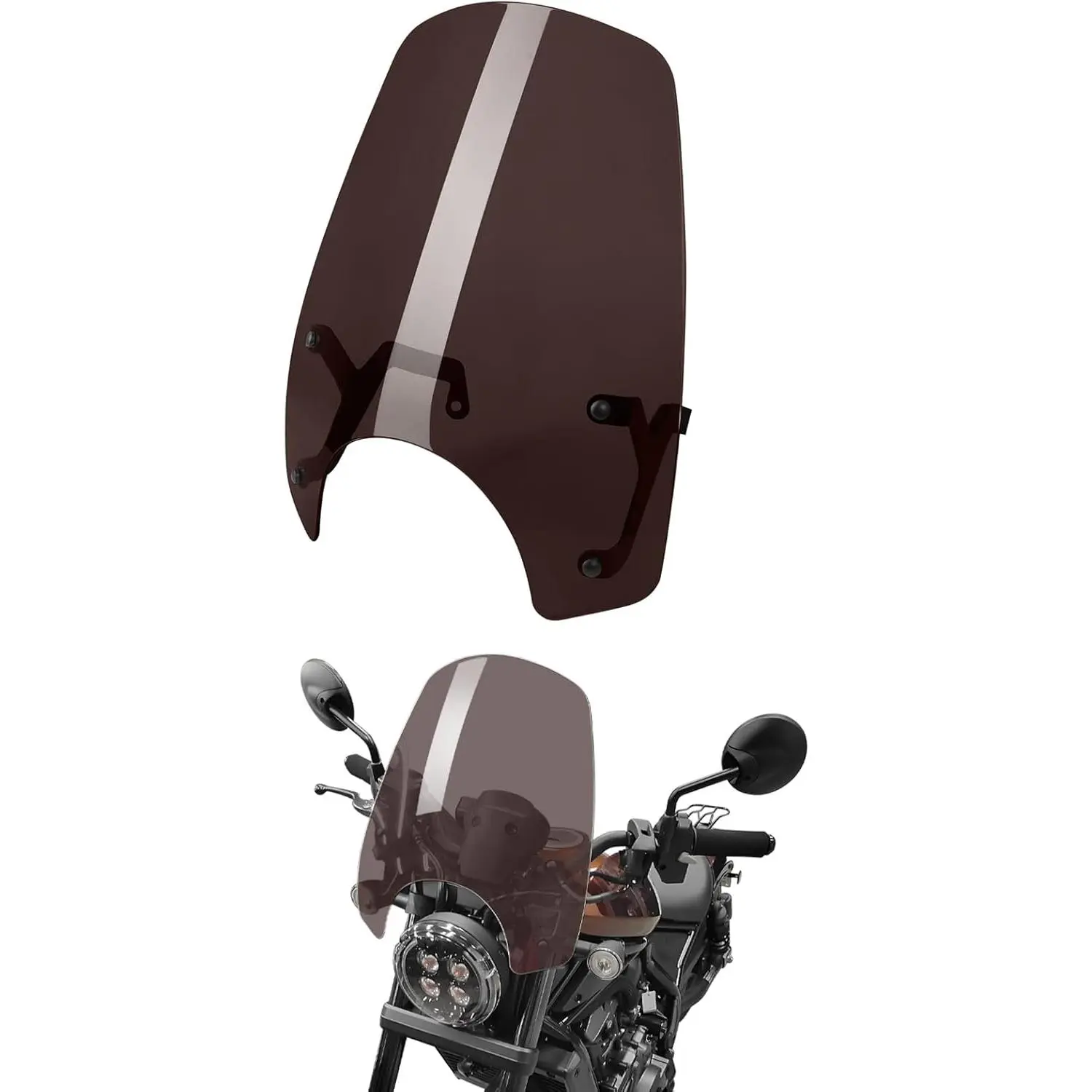 Motorcycle Windshield for Honda Rebel 1100 CMX1100 (2021-2025) - 1 Pcs Polycarbonate Front Screen, Smoke Tinted, Deflects Wind, Easy to Install, Durable and Strong