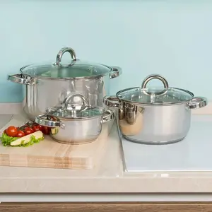 KAISA HOFF Stainless Steel Soup Pot 20/22/24/26cm ，Stew pot，stockpot，saucepan， Multi-Layer Base, Compatible with Gas Stoves & Induction Cooktops, Ideal for Camping Home Restaurant Use