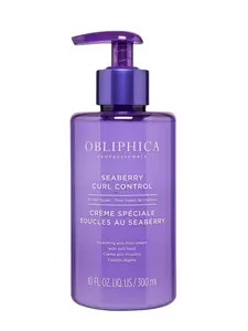 Obliphica Seaberry Curl Control Define Curls Reduce Frizz Add Shine for Coarse Curly Hair 10oz Paraben Free Moisturizing Styling Cream with Seaberry Oil & Chitosan