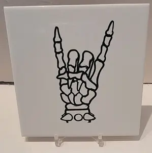 Skeleton Rock Hand With Spikes Ceramic Tile Coaster Tableware Customized