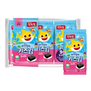 Kimnori Pinkfong Baby Shark Seaweed for a kid’s lunchbox, Crispy seaweed snack, made of organic seaweed, less salty, and the perfect size for kids, 9 packs (4g per pack)