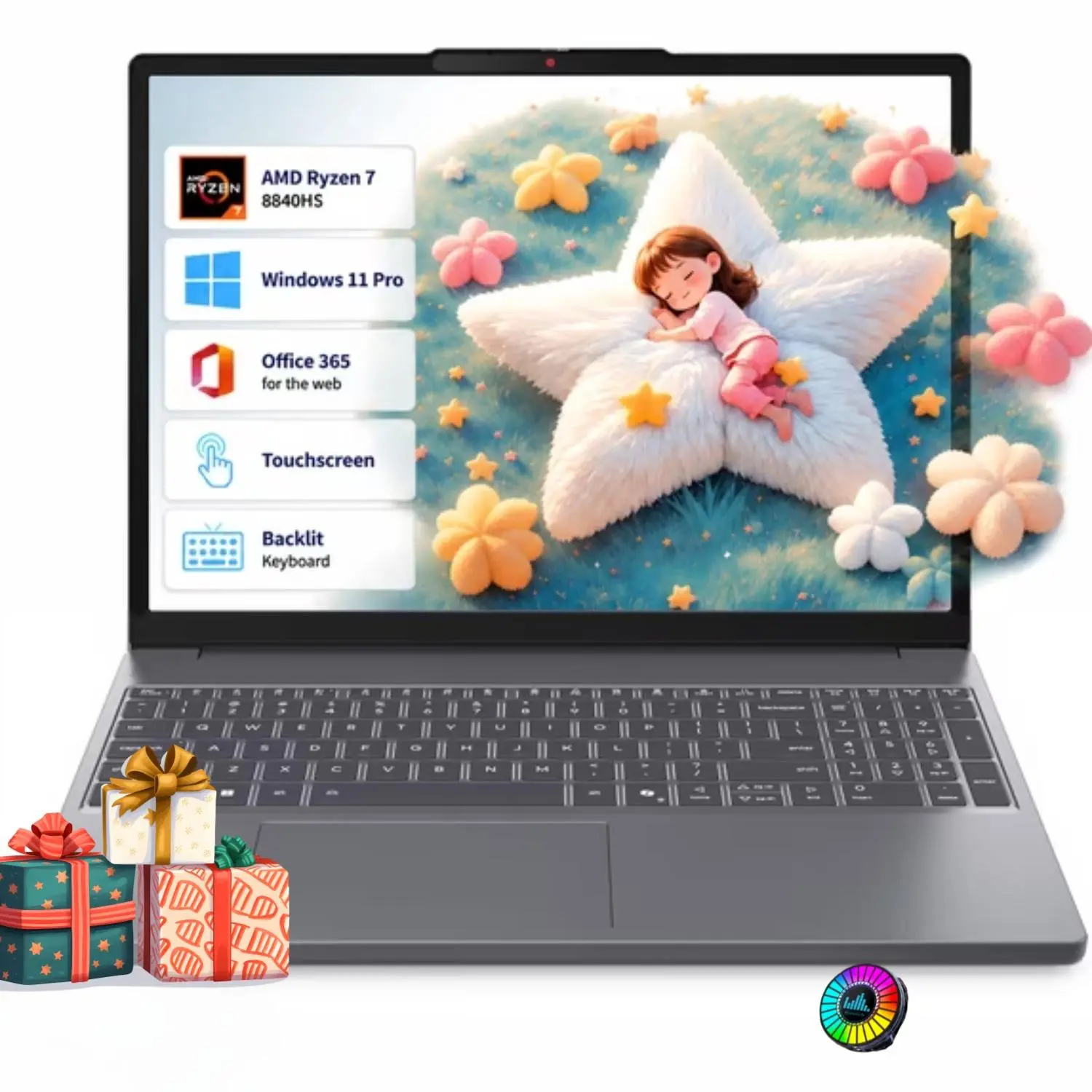 2026 Lenovo Gray 15.3" Touchscreen Laptop | Ryzen 7 8840HS, Radeon 780M Graphics, Up to 32GB RAM 1TB SSD, FHD 1080P IR Camera, Backlit Keyboard, Windows 11 Pro, Bundle Accessories Included