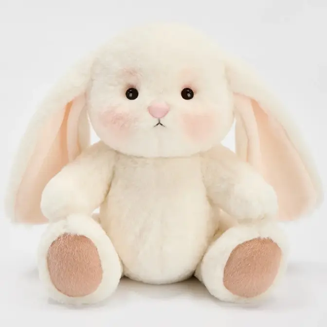 GETAHUG Rosie White Dot Pattern Handmade Fluffy Hair Stuffed Rabbit Plush Bunny, 12in High-Quality Fur Stuffed Animal Toy, Girl's Gift with Greeting Card & Gift Box, Dainty Variants, Cute Collectibles