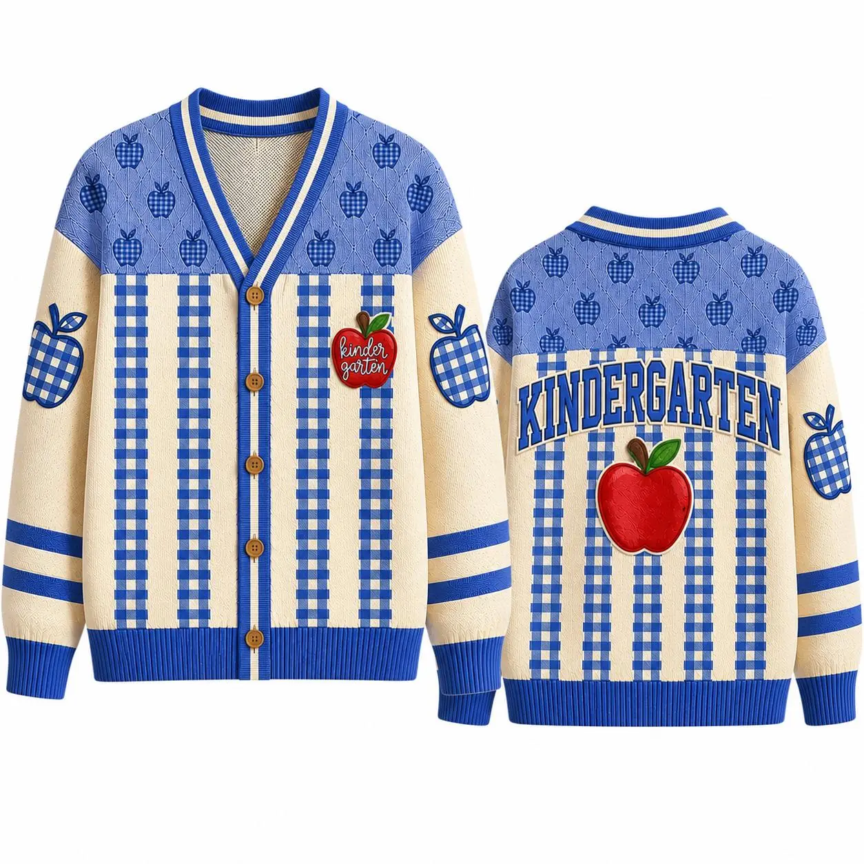 Kindergarten Teacher Cardigan, Apple Teacher Knit Sweater, Back to School Teacher Outfit, Cute Teacher Appreciation Gift