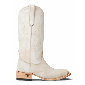 Lane Womens Saratoga Embroidered Square Toe  Casual Boots Mid Calf Low Heel 1-2" - White