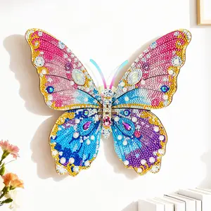 DIY 5D Diamond Painting Wooden Butterfly Wall Sculpture,Special Shape Rhinestone Diamond Art,Bling Crystal Pearl Butterfly Wall Hanging for Living Room Bedroom Aesthetic Home Ornament