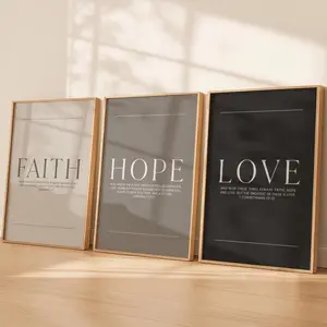 Faith Hope Love Printable Wall Art, Christian Scripture Set, Minimalist Bible Verse Prints, Neutral Christian Home Decor, Instant Download