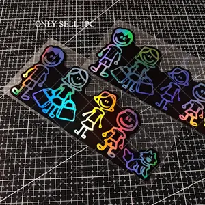 1PC Cartoon Family Themed Car Sticker for Car Body/Window Decoration, Create Parent-Child Healing-Styled Car, A Must for Family Enthusiasts, Help Your Car Show Unique Warm Taste, Car Decorative Sticker