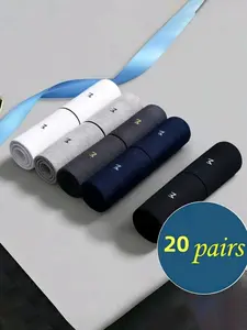 20 pairs of men's business formal work socks, available in multiple colors, suitable for everyday outdoor commuting, versatile mid-calf socks, unisex.