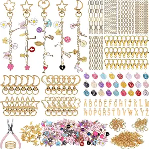 562 count Charms Lip Gloss  Making Kit, DIY Craft Supplies with 24 Keychains Clips 30 Extender Chain 196 Charm, 1  Plier & Split Ring Opener, Keychains Making Supplies for  Making