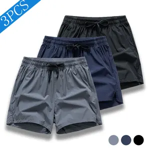 Men's 3-Pack Nylon Ice Silk Cool-Touch Boxer Shorts, Polyester-Spandex Blend, Breathable, Plain, Soft, Elastic, Menswear, Comfortable for Casual Wear, Home Use, Fitness Outfits