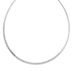 Textured Omega Chain Necklace 17.5-19.5 Inches in Stainless Steel