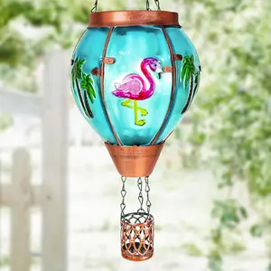 Flamingo Solar Hot Air Balloon Lantern, Outdoor Decor with Flame Lights , Hanging Lights for Garden Yard Lawn Patio,  Gifts for Women Mom Grandma Gardener for Mother'Day
