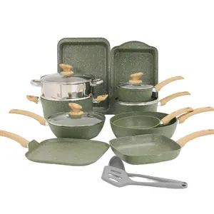 Kitchen Academy 17 Pieces Induction Cookware Set with Nonstick Cooking Pans, Includes Pan, Baking Form & More Springtok Multicolor Pot Cast Iron Skillet