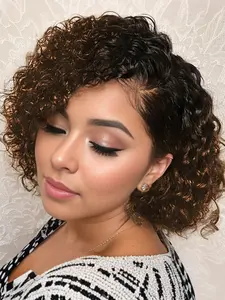 13x4 Lace Front Wig Deep Wave Curly Bob Wig for Short Hair Wig Stylish Hair 180% Density 12Inch Lace Glueless Wig