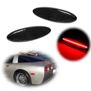 2PCS Smoked Lens Red LED Rear Side Marker Light For Chevry Corvette C5 1997 1998 1999 2000 2001 2002 2003 2004 Replace OEM 16523536; 16524722